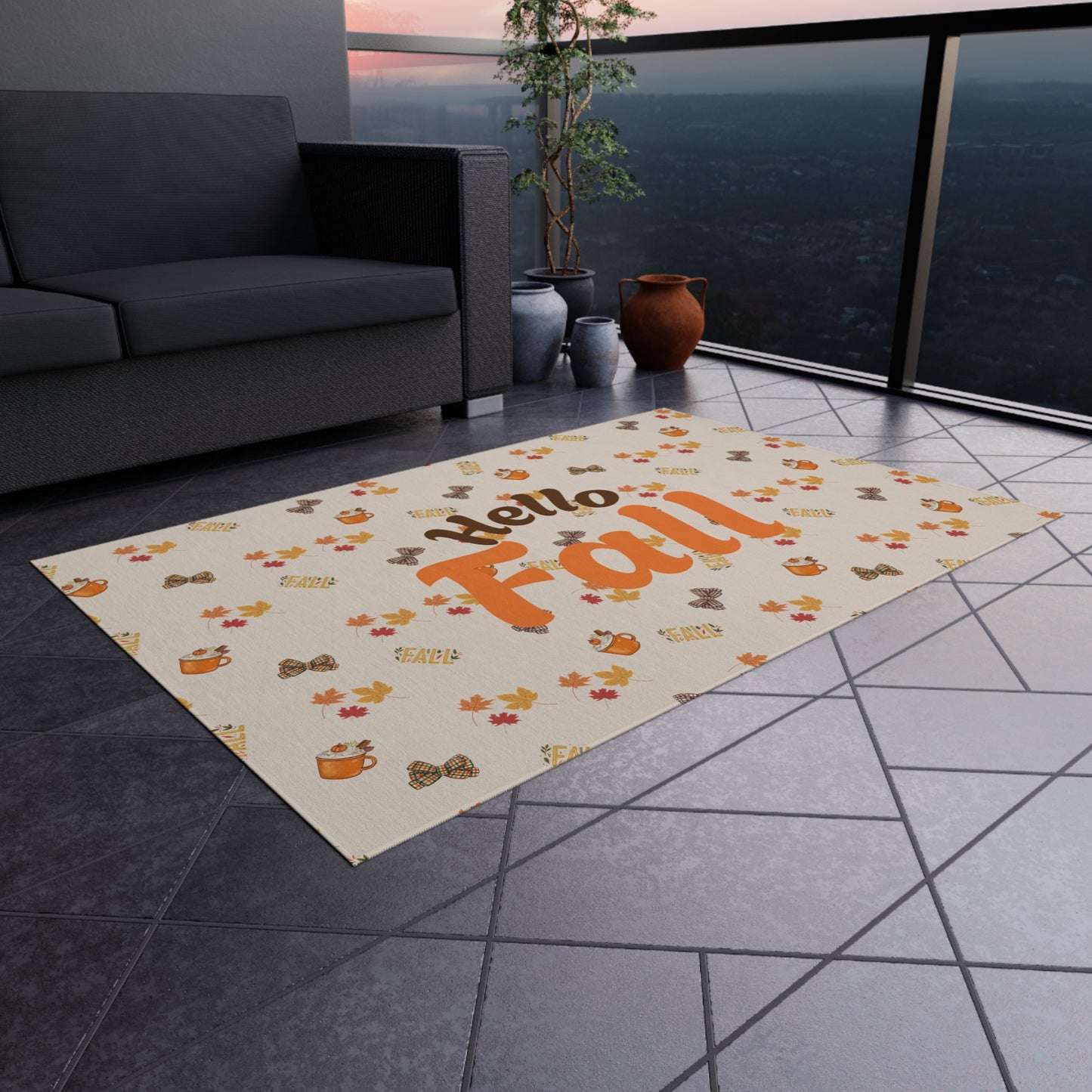 Spiced Outdoor Rug – Vibrant Polyester Chenille Patio & Deck Décor