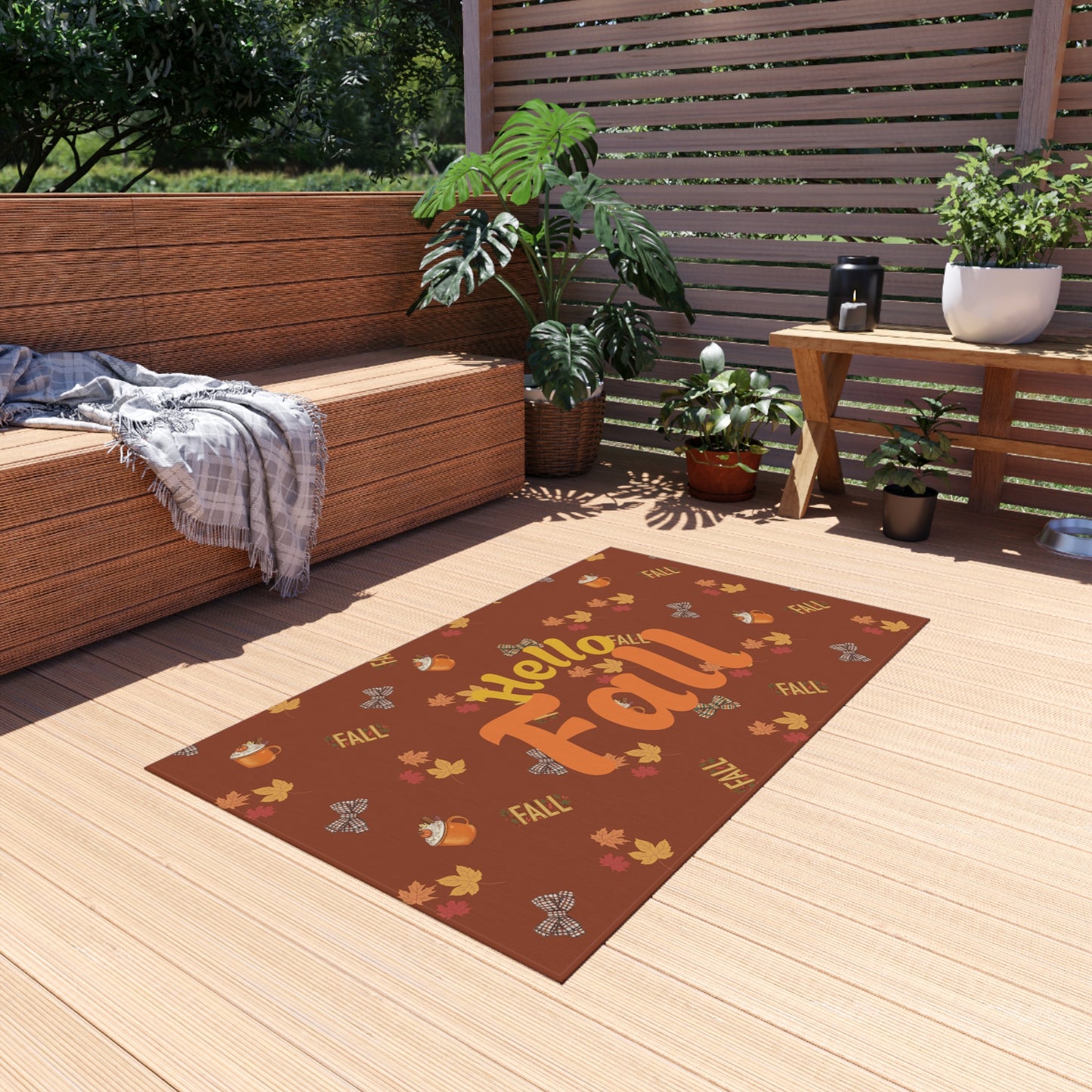 Spiced Latte Outdoor Rug – Vibrant Polyester Chenille Patio & Deck Décor