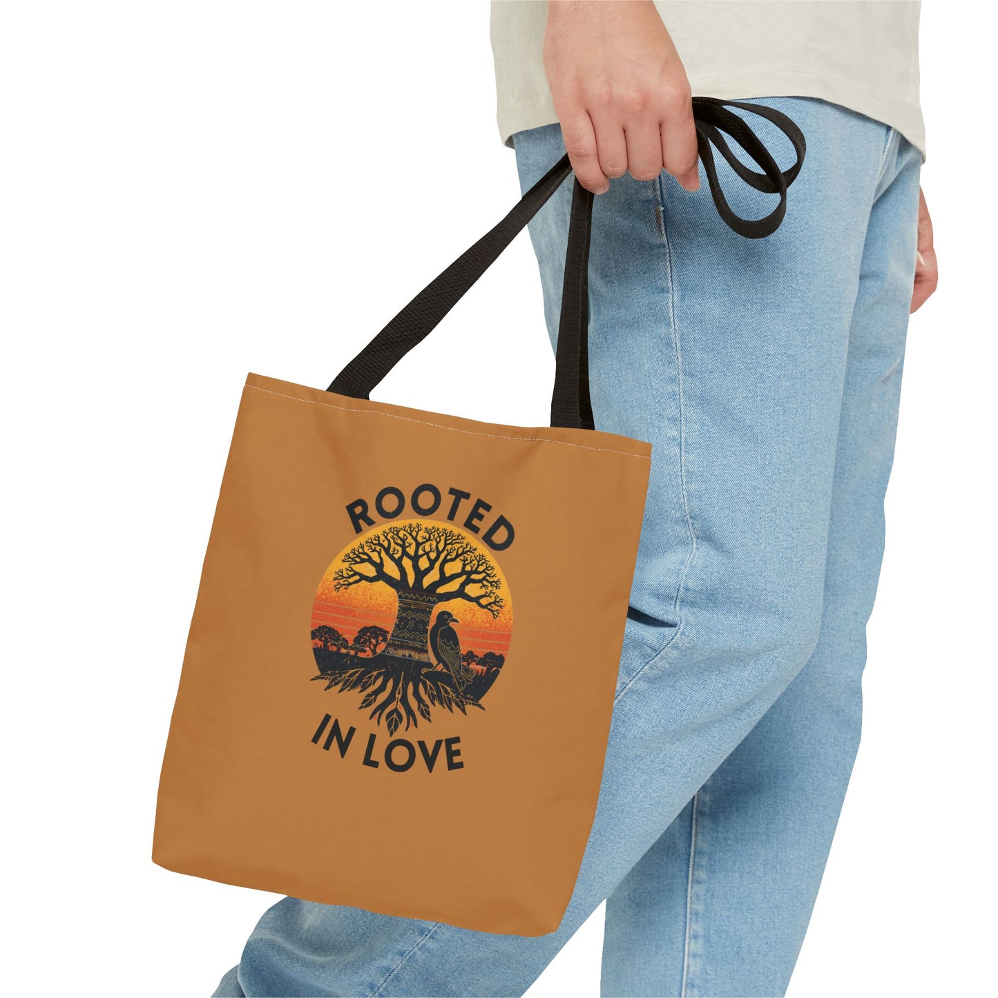 Rooted in Love Tote Bag — Boho Tree of Life Sunset AOP Grocery & Beach Tote