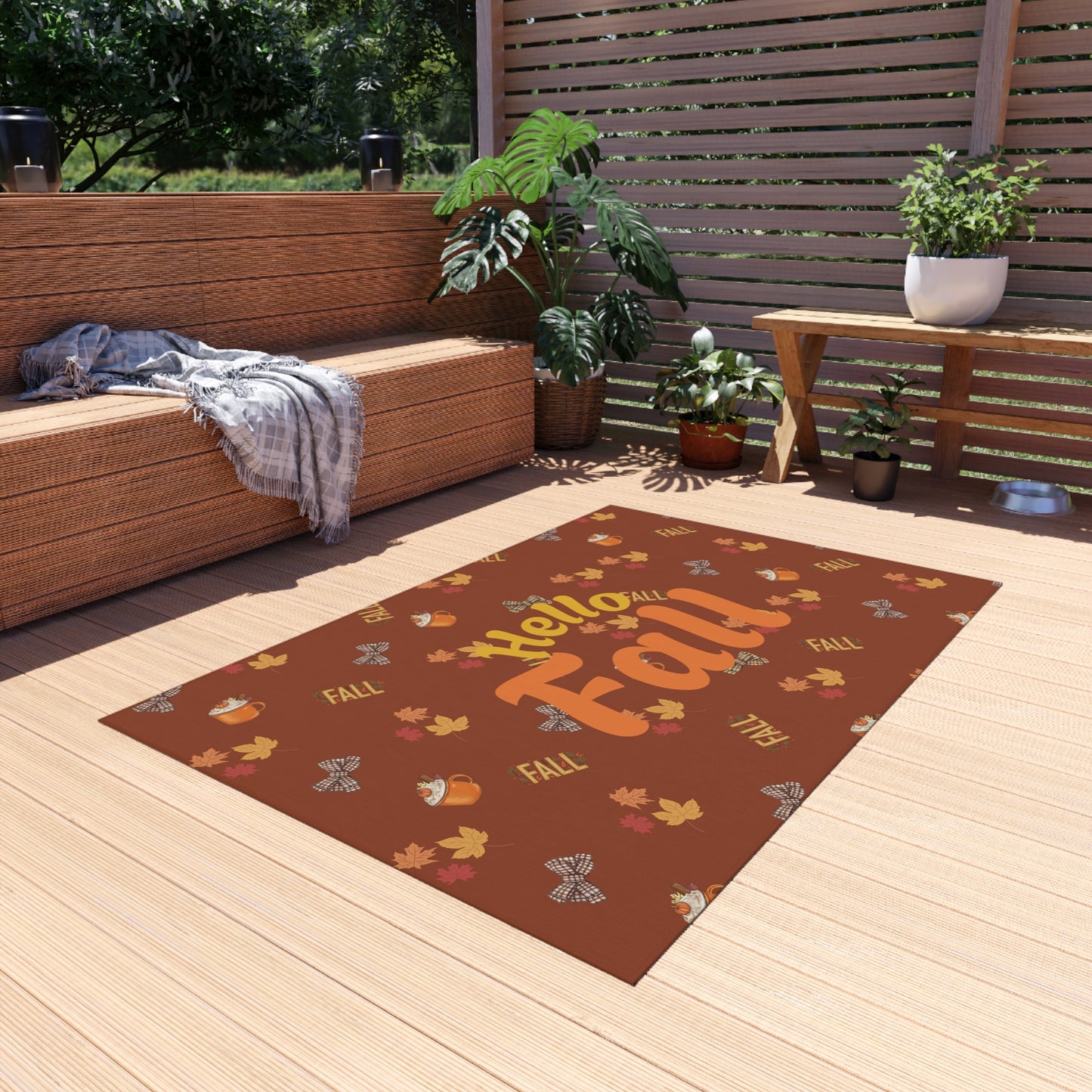 Spiced Latte Outdoor Rug – Vibrant Polyester Chenille Patio & Deck Décor