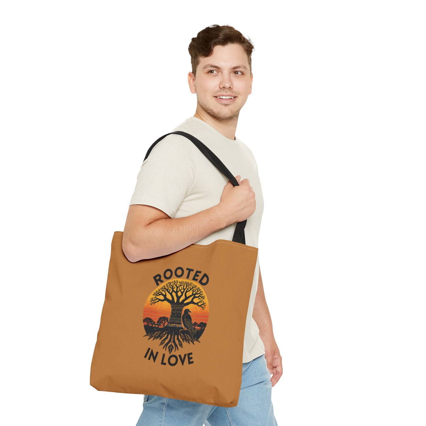Rooted in Love Tote Bag — Boho Tree of Life Sunset AOP Grocery & Beach Tote