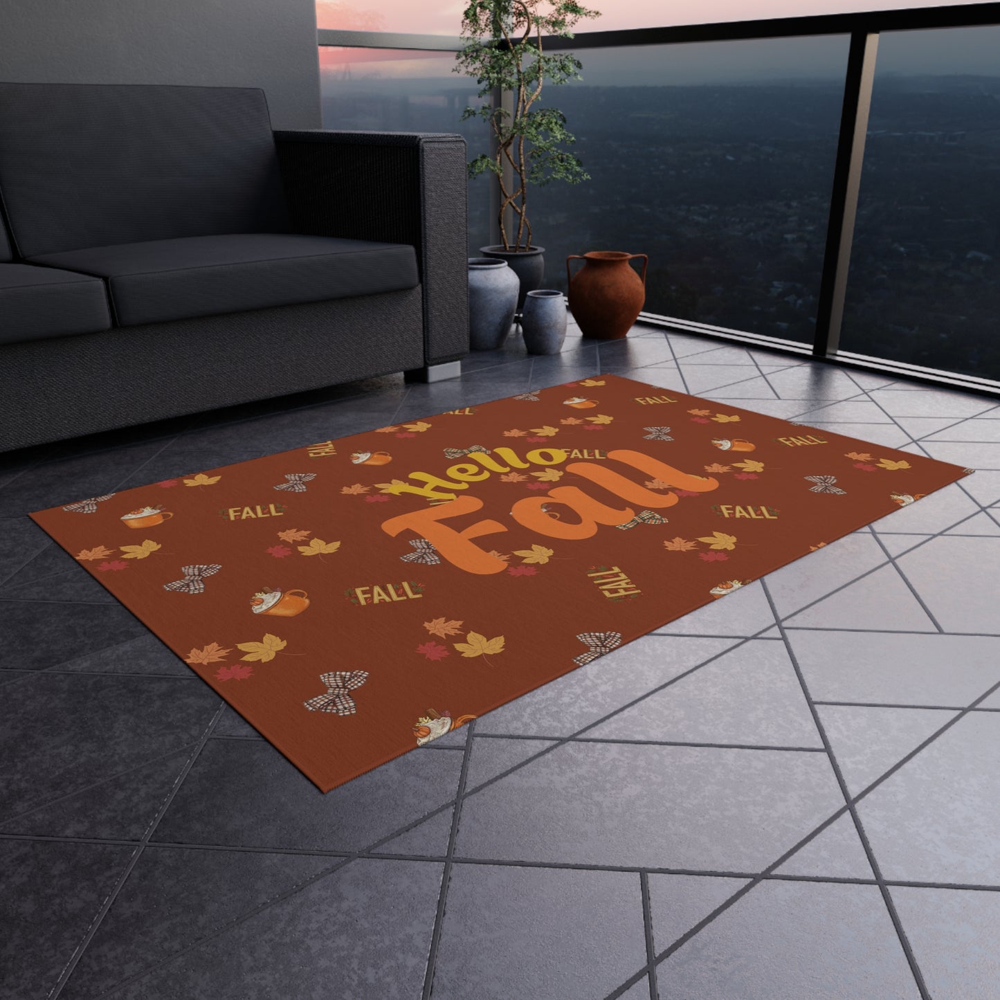 Spiced Latte Outdoor Rug – Vibrant Polyester Chenille Patio & Deck Décor