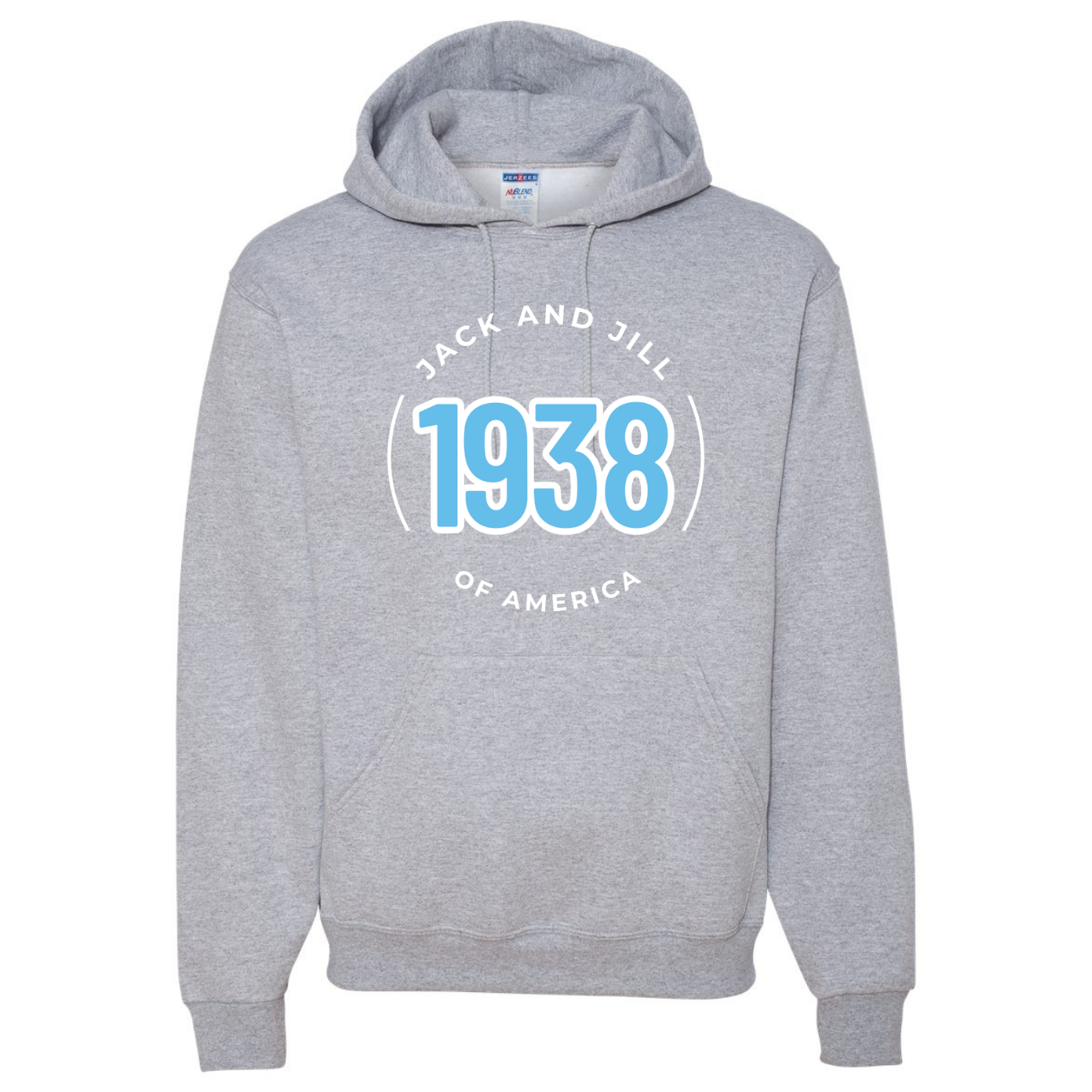 Jack and Jill Unisex Hoodie- Light Blue 1938 JJ Circle