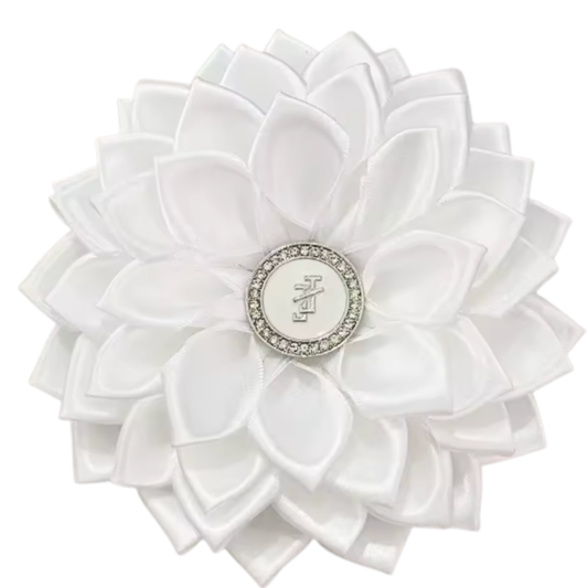 Jack and Jill White Satin Flower Brooch