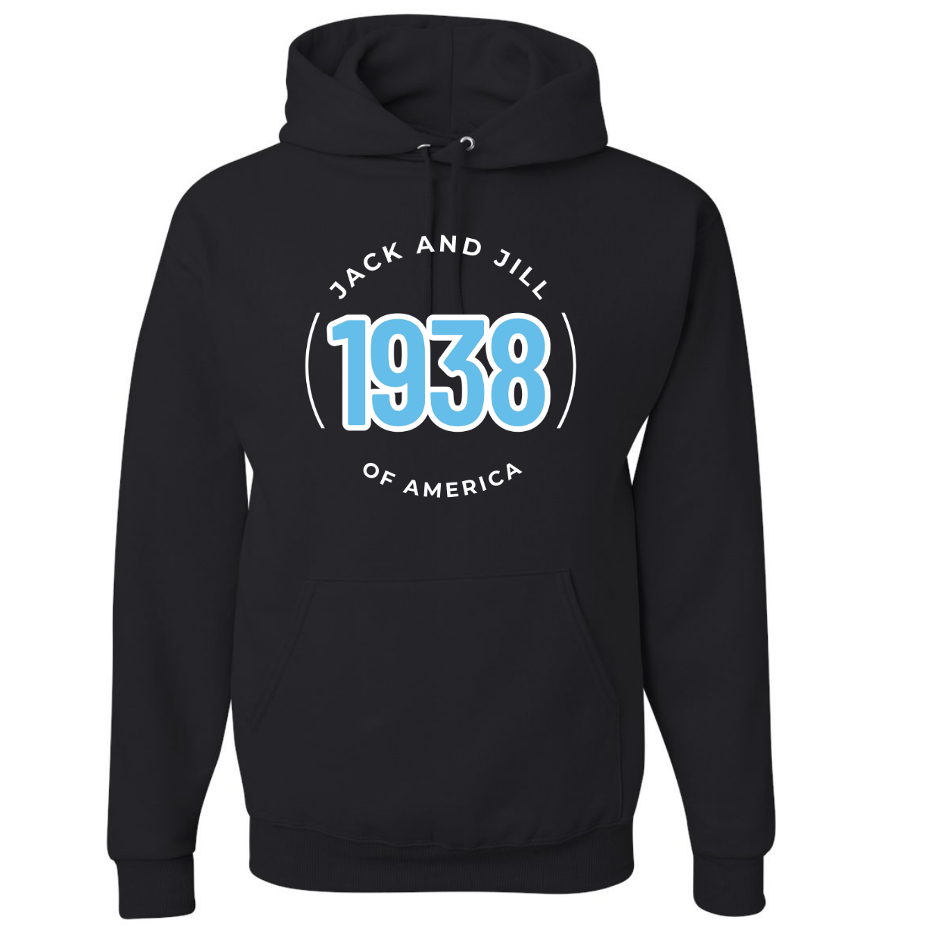 Jack and Jill Unisex Hoodie- Light Blue 1938 JJ Circle