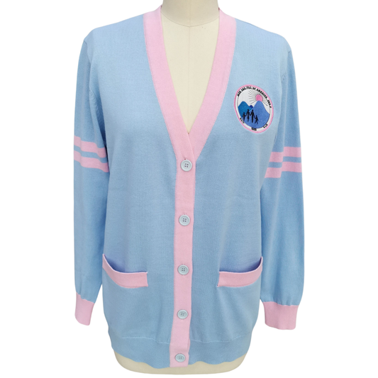 Jack and Jill of America Cardigan – Blue with Pink Lining (100% Cotton)