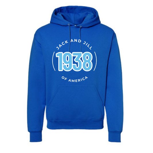 Jack and Jill Unisex Hoodie- Light Blue 1938 JJ Circle