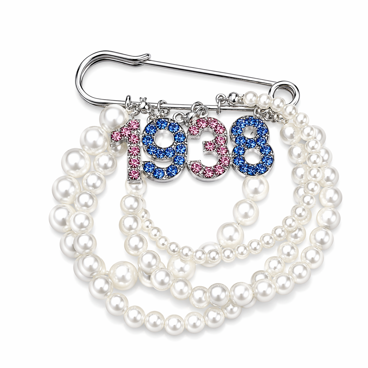 1938 Pearl and Rhinestone Pin