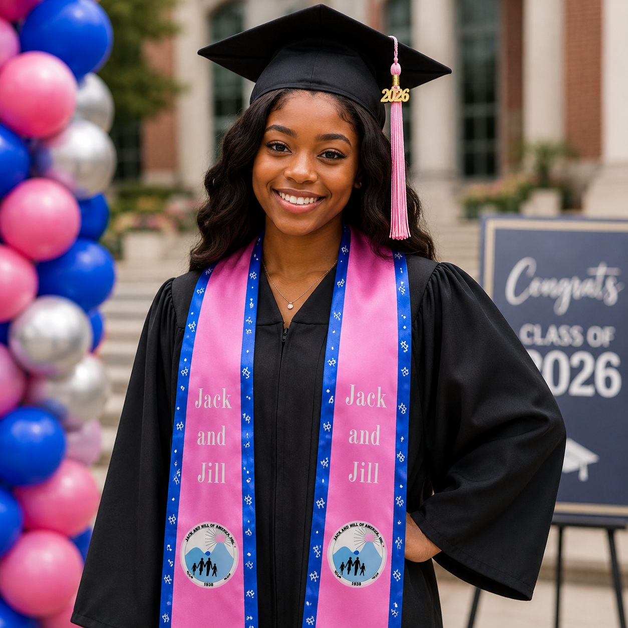 Jack and Jill Two-Sided Graduation Stole