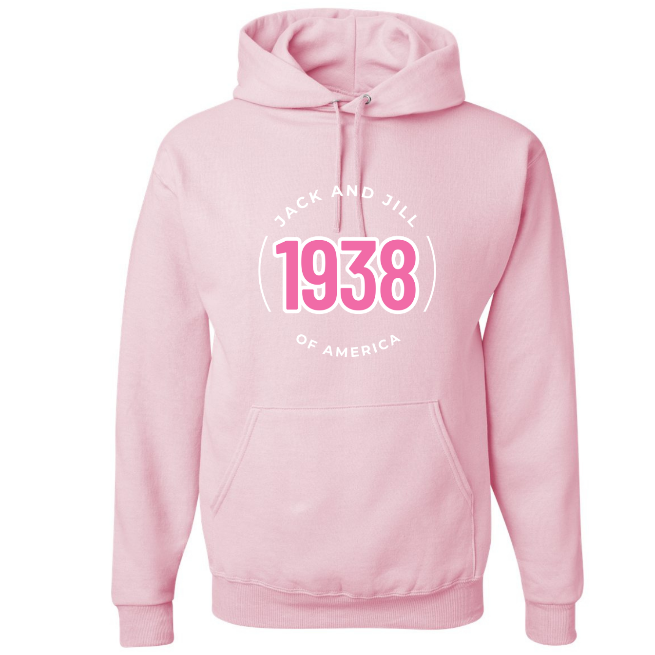 Jack and Jill Unisex Hoodie- Pink 1938 JJ Circle