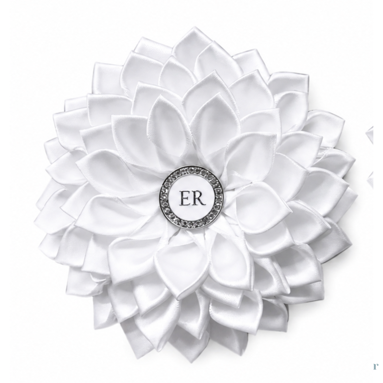 Jack and Jill White Satin Flower Brooch - Eastern Region