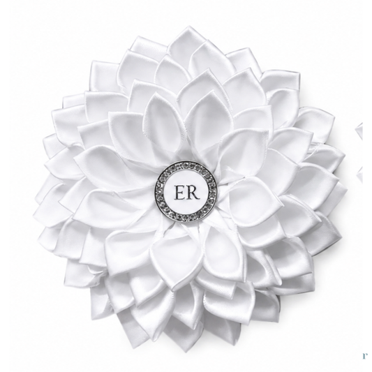 Jack and Jill White Satin Flower Brooch - Eastern Region