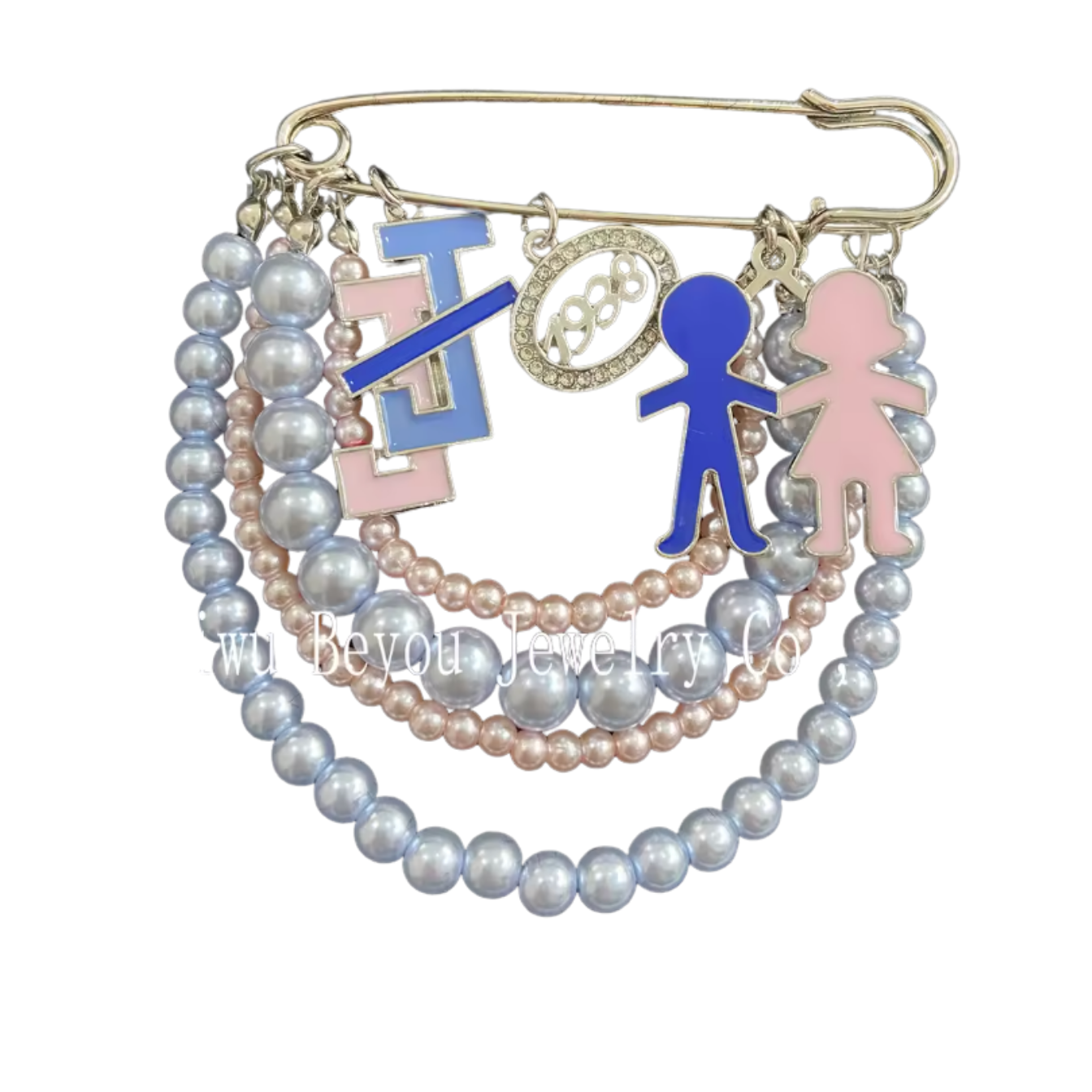 Jack and Jill Family Pearl Charm Pin