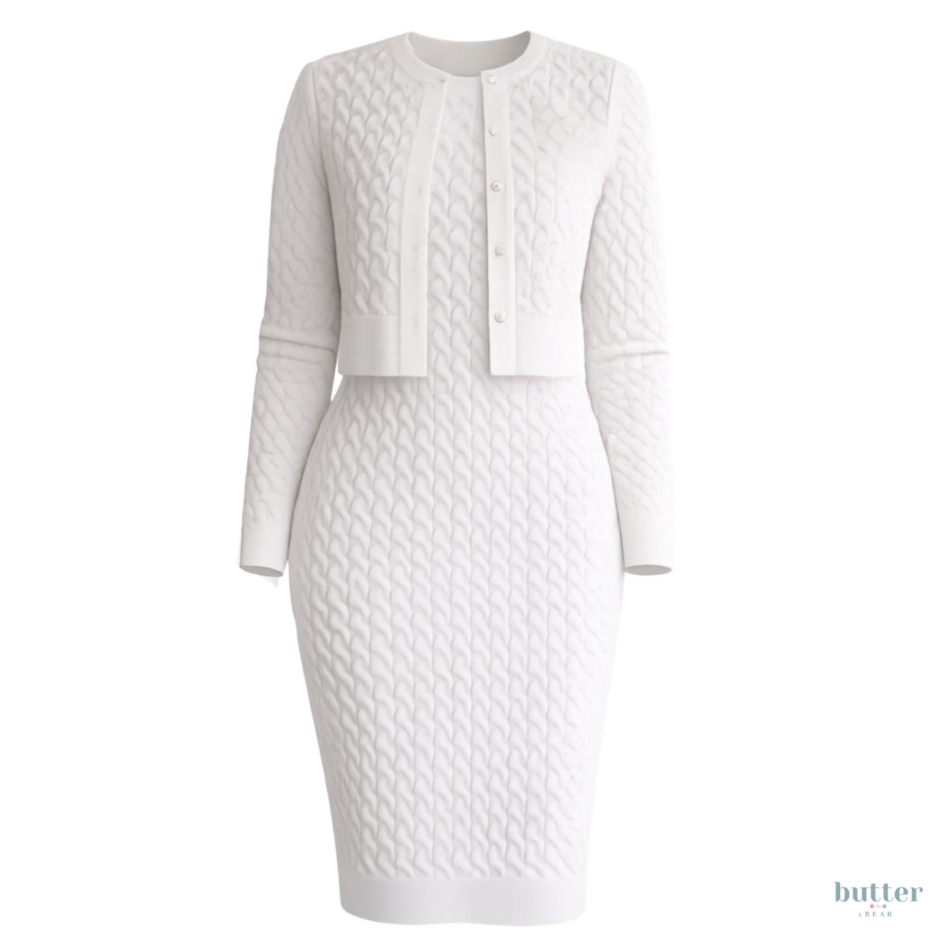 Lena Textured Set  - Dina Textured Cardigan & Kamie Textured Dress