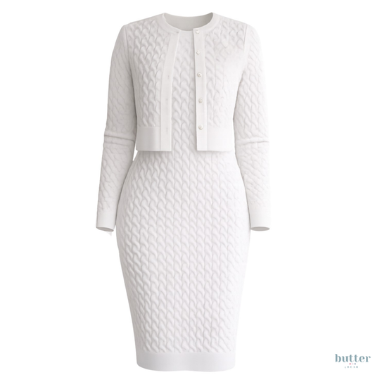 Lena Textured Set  - Dina Textured Cardigan & Kamie Textured Dress