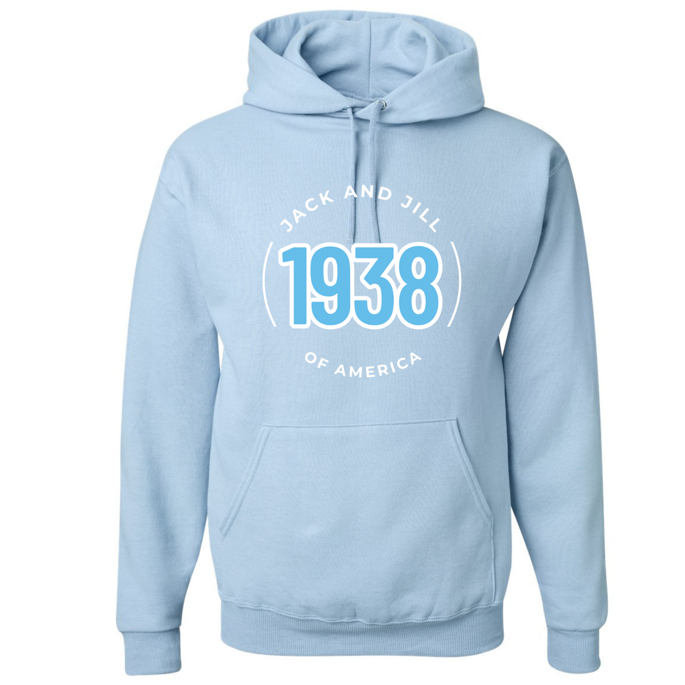 Jack and Jill Unisex Hoodie- Light Blue 1938 JJ Circle