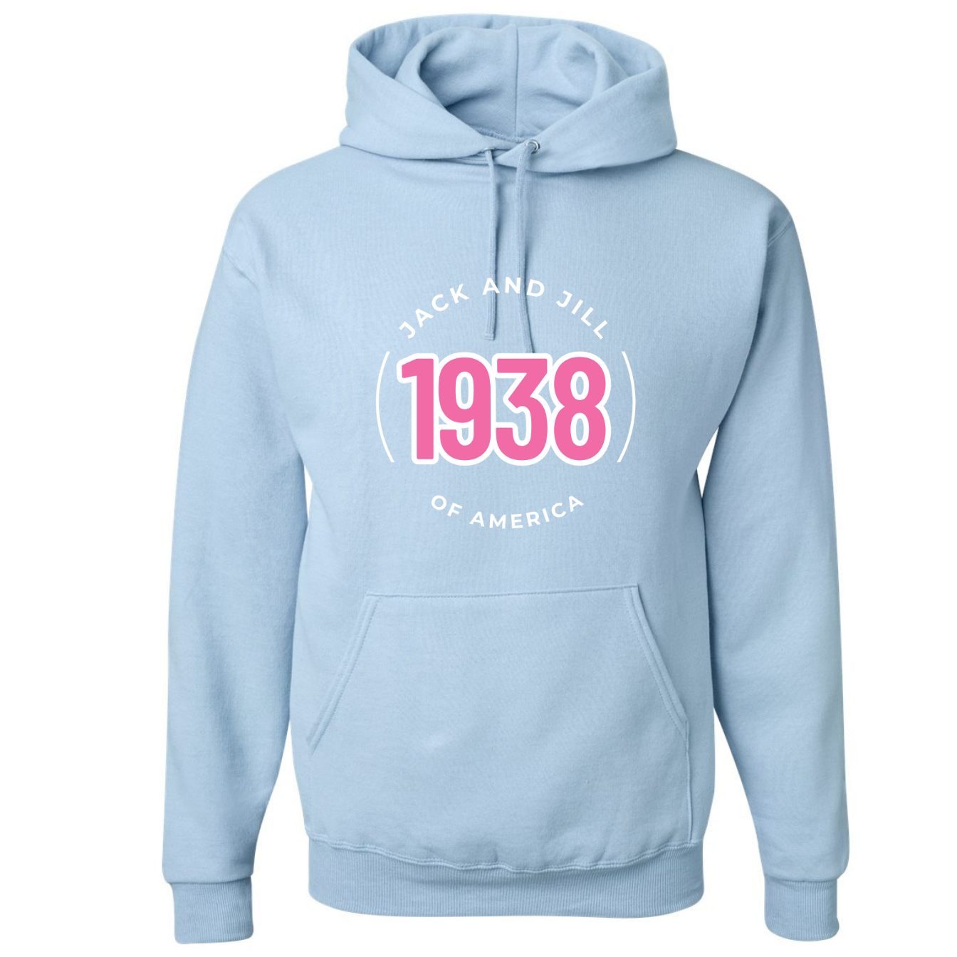 Jack and Jill Unisex Hoodie- Pink 1938 JJ Circle