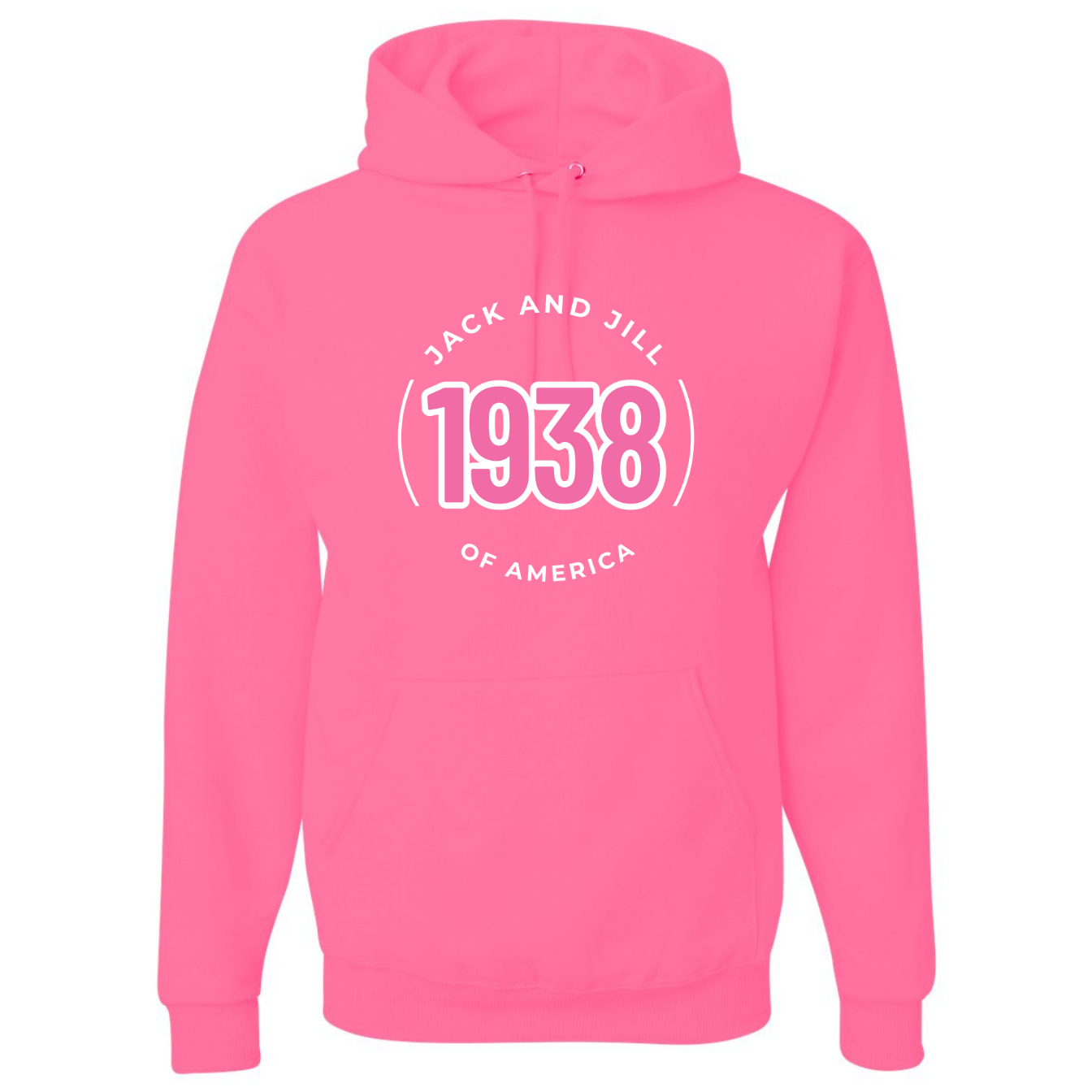 Jack and Jill Unisex Hoodie- Pink 1938 JJ Circle