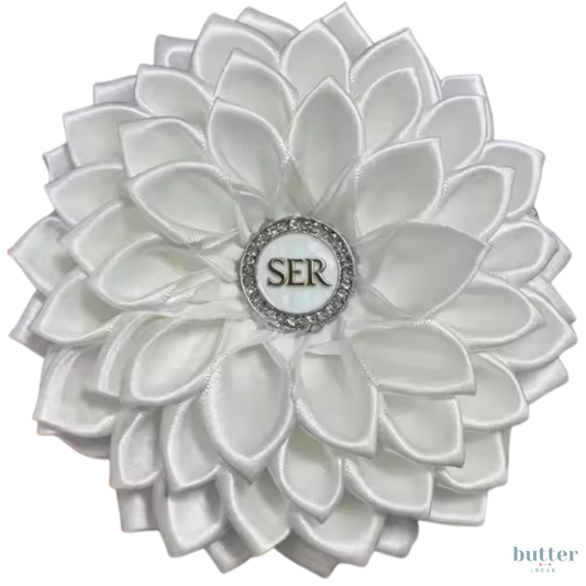 Jack and Jill White Satin Flower Brooch - SER