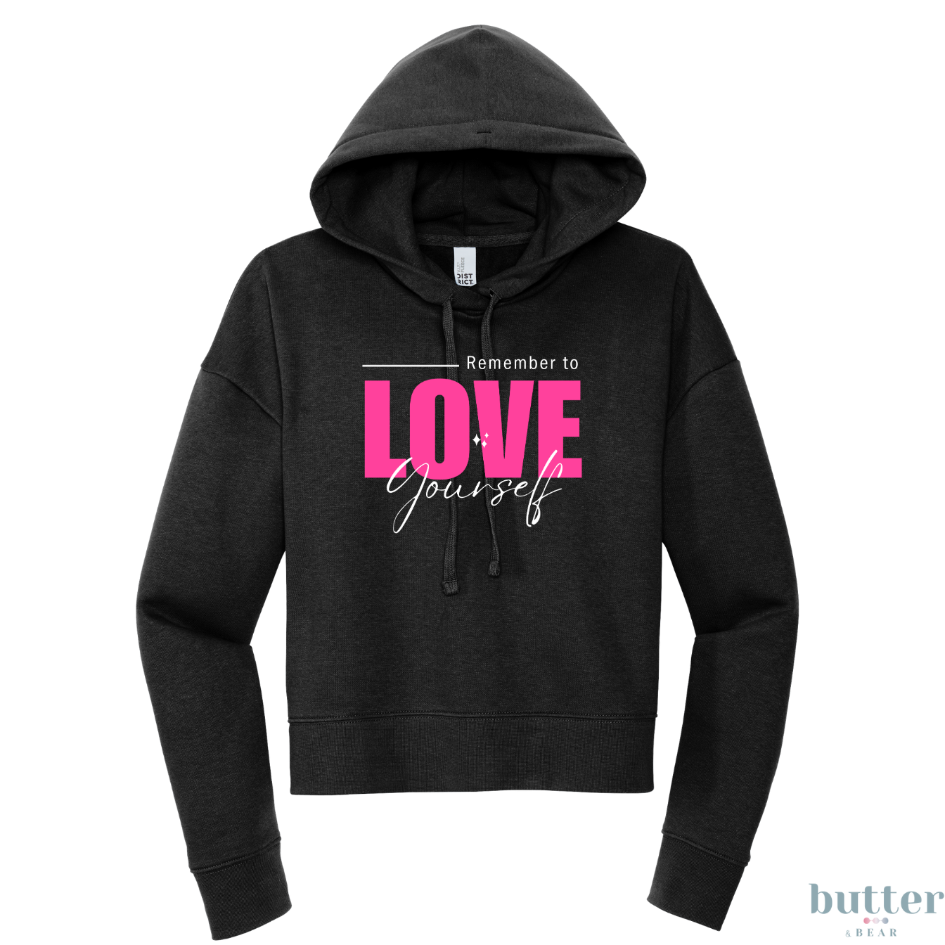 Remember to LOVE Yourself Modest Crop Fleece Hoodie