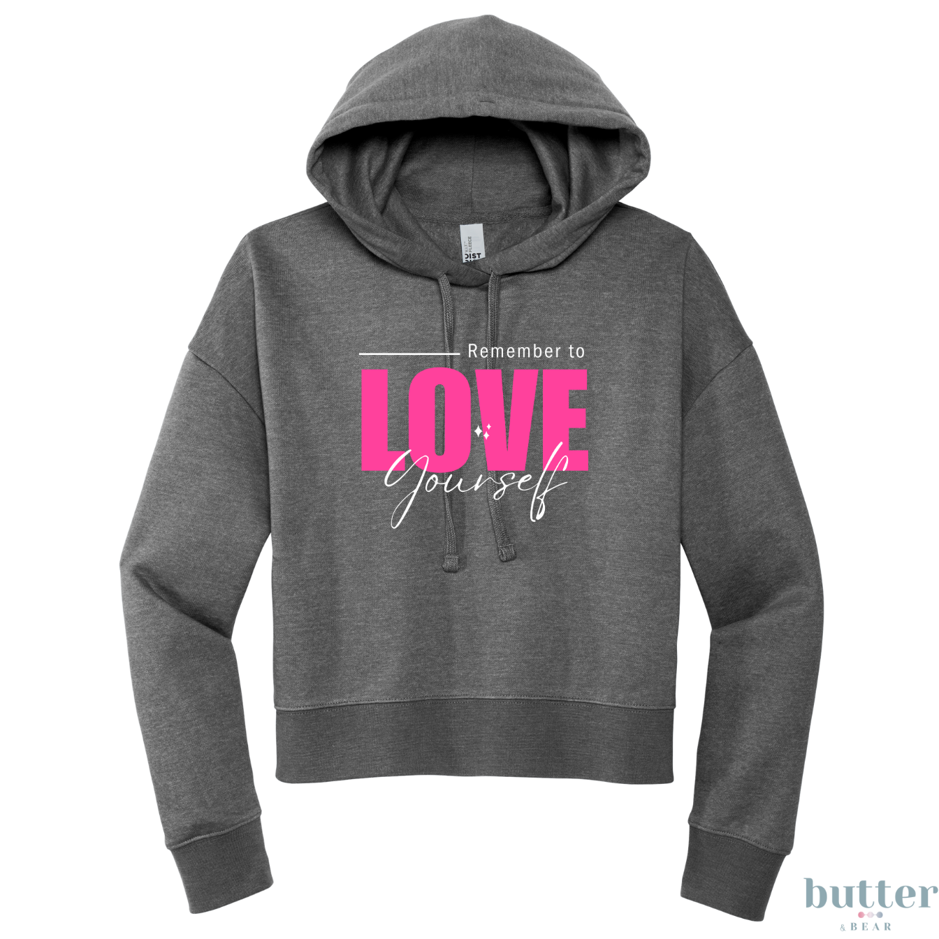 Remember to LOVE Yourself Modest Crop Fleece Hoodie