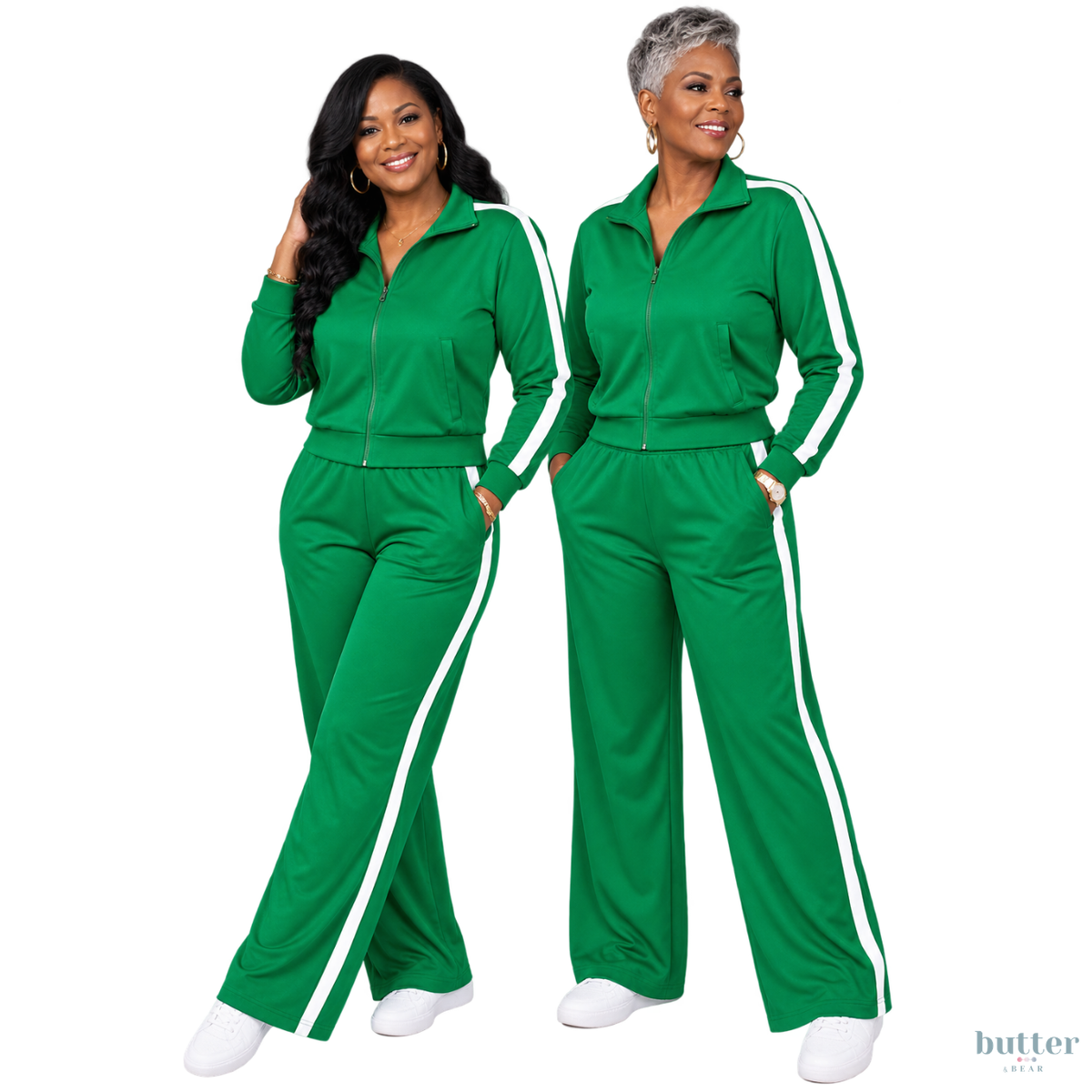 Sierra Set – Kelly Green & White Two-Piece Tracksuit - PRE-ORDER