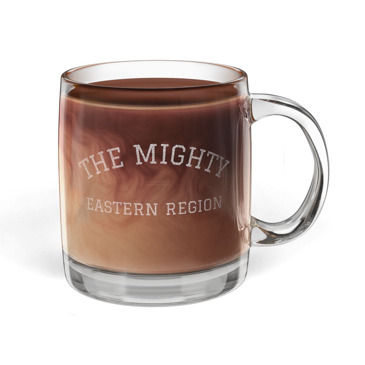 The Mighty Eastern Region Engraved Glass Coffee Mug — 12.25oz